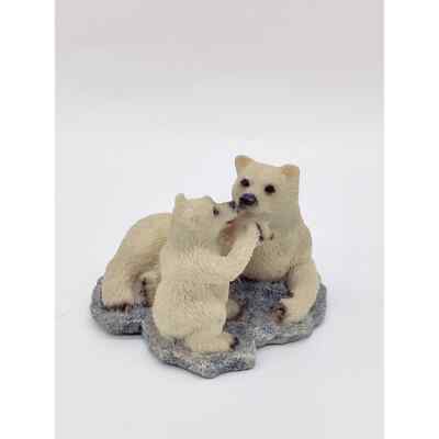 2 Polar Bears Figurine Sculpture Mama & Baby Kiss 2'' Cute Nick-Nack Albert Price