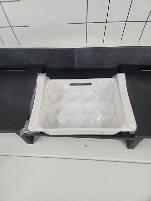 White Refrigerator 12 Egg Tray For Storage Slides On Shelf For Compact Design 