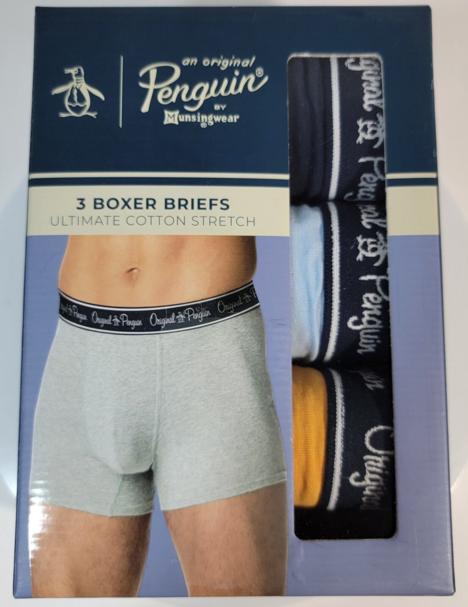 Penguin Underwear 3 Pack Boxer Briefs Men's S (28-30) Blue