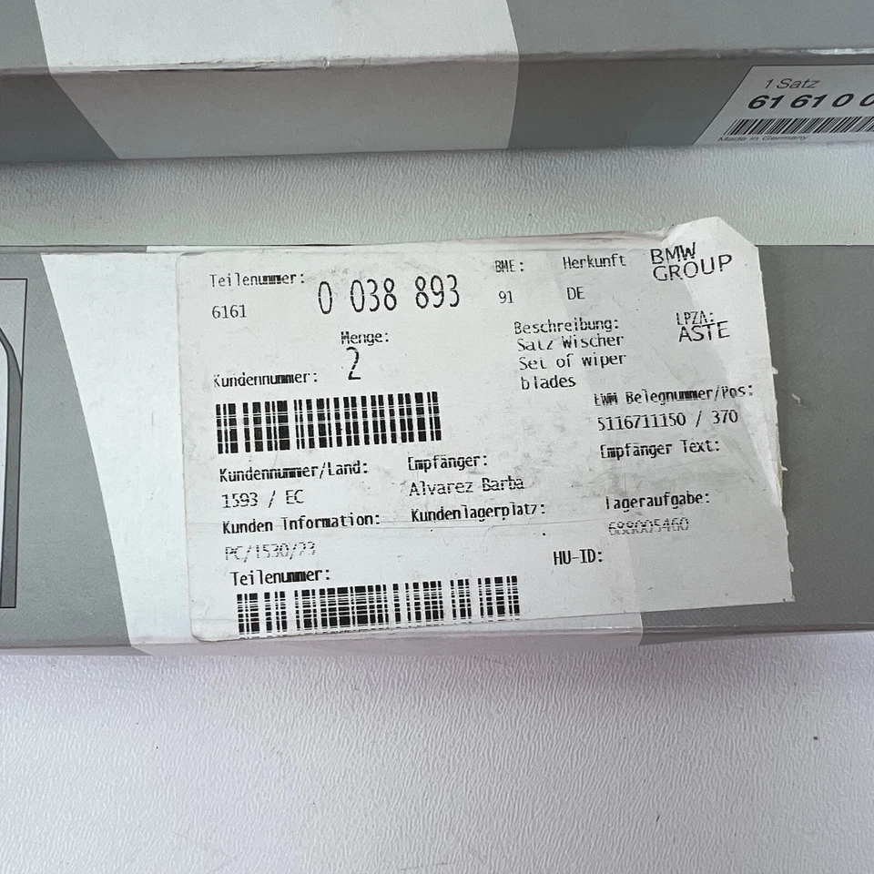 Lot of 2 BMW 61610038893 Front Wiper Blade Set for X5 (E70), X6 (E71) Foto 4 de 4