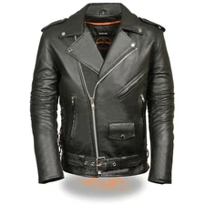 Milwaukee Leather SH1011 Men's Classic Side Lace Police Style Motorcycle Jacket