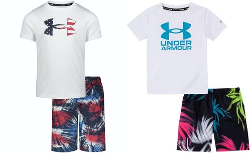 New Under Armour Little Boy Shirt & Swim Shorts Set Choose Size & Color MSRP $40