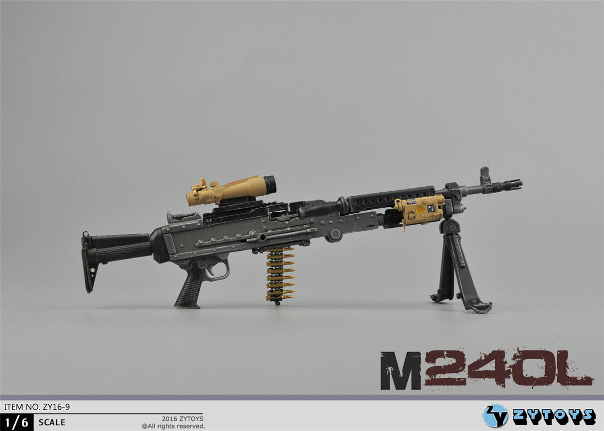 ビンテージ、銃槍 ZYTOYS ZY16-9 1/6 Black M240L Machine Gun Weapon Toy 12