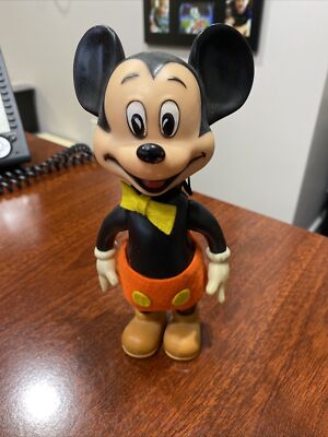 Vintage MICKEY MOUSE Poseable Rubber Toy, 8 Inch Tall, WALT