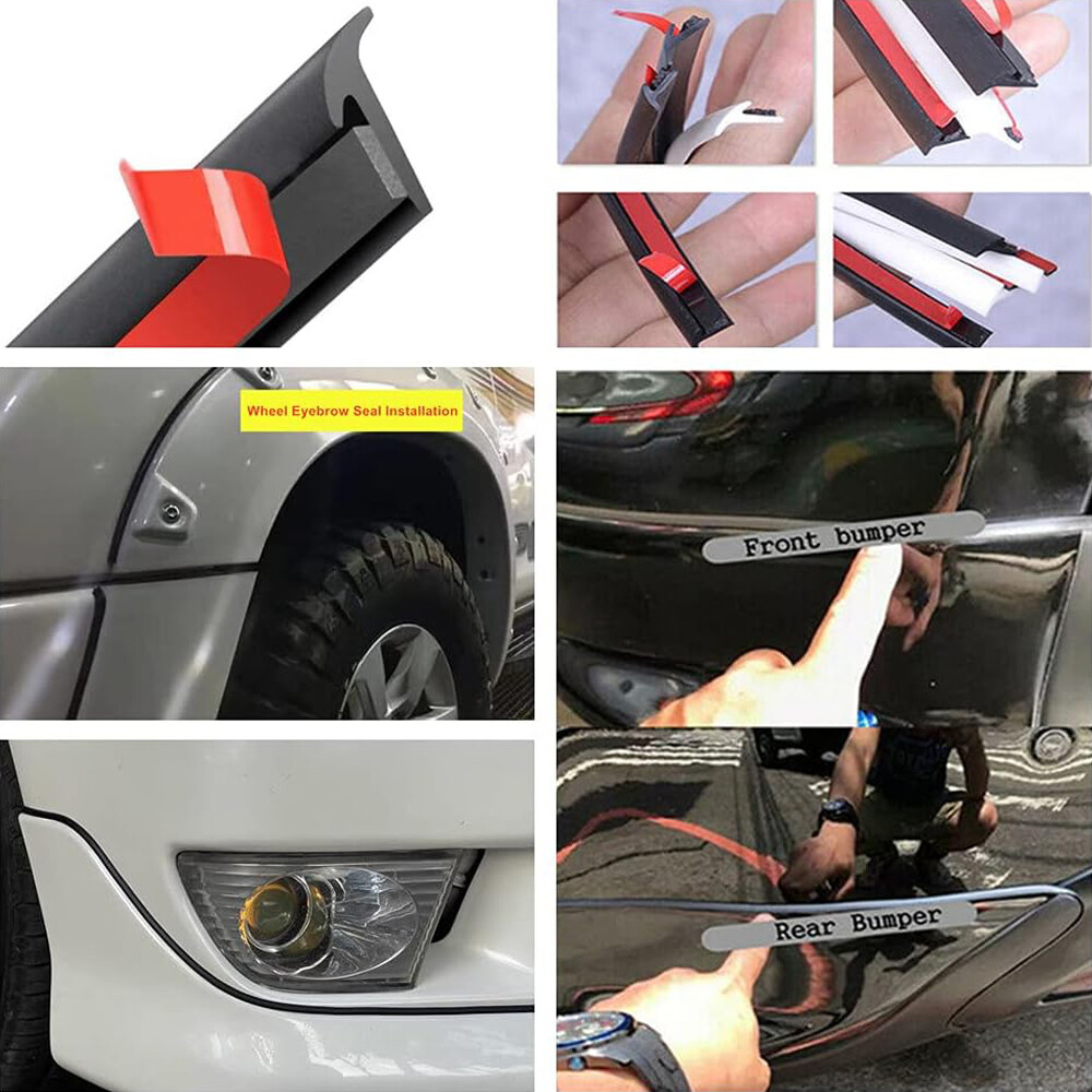 Car Rubber Seal Strip 2M TShape SelfAdhesive Headlight Bumper Gap