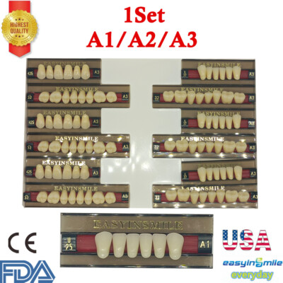 Dental Acrylic Resin Denture False Teeth Anterior DIY Lab A1/A2/A3 U/LFull size