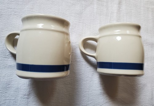 ROSEVILLE 4" ELFENBEIN WEISS MIT BLAUEM BAND KAFFEETASSEN (2) - UNBENUTZT/SCHÖN - Bild 2 von 11