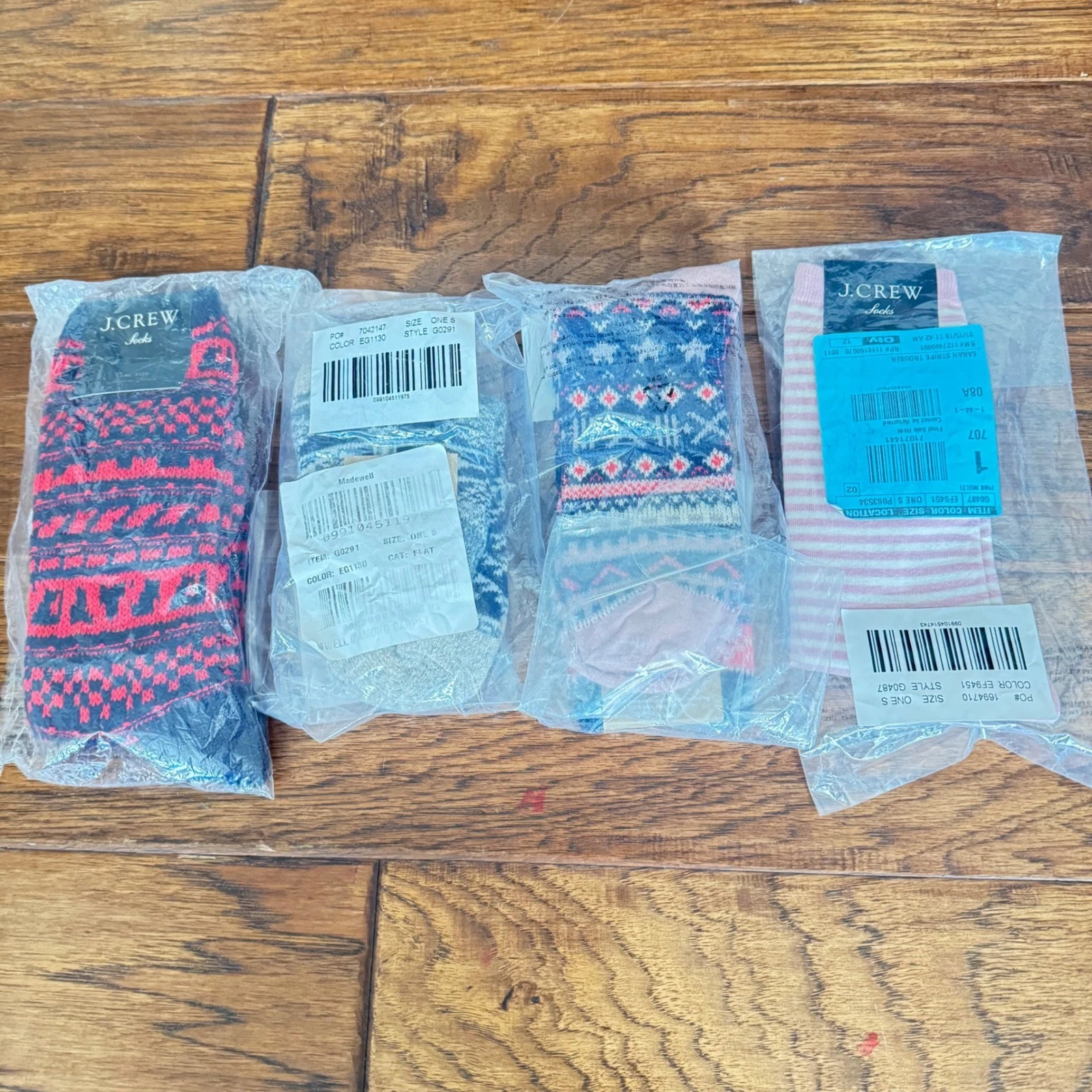 J.Crew Madewell Socks Bundle 4 Pairs Fair Isle Striped Wool Cotton New OLDSTOCK
