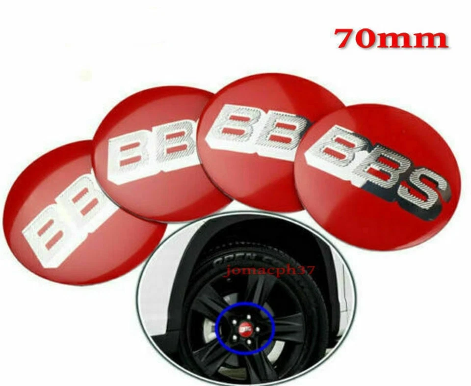4Pcs 70mm Für BBS Rot-Silber Logo Nabendeckel Emblem - Felgendeckel Aufkleber - Bild 2 von 3