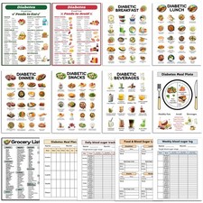 13 Pcs Diabetes Food List Chart and 11 x 8.5 inches, food list chart
