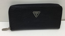 Guess Textured Black Zip Around Wallet GUESS USA Logo   .. P-1 