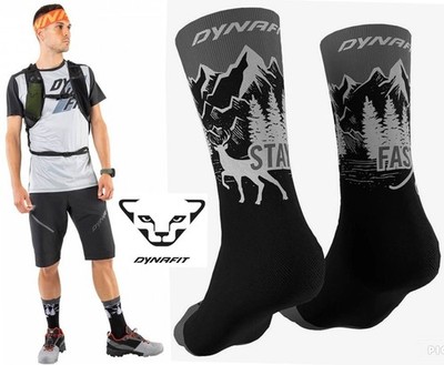 DYNAFIT stay fast graphic running socks breathable wicking anti odor mens 8-10