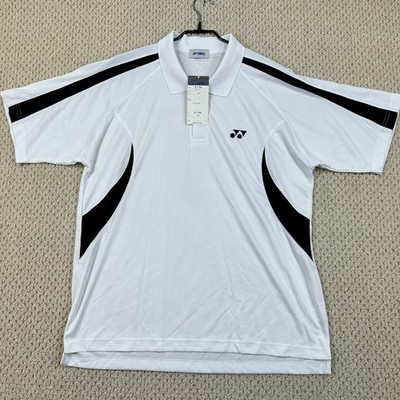 Yonex Shirt Mens Large White Polo Badminton Sportswear Short Sleeve NWD