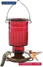 Nature's Way Hanging Glass Hummingbird Feeder for Outdoor Decor, 22 Ounce Capaci