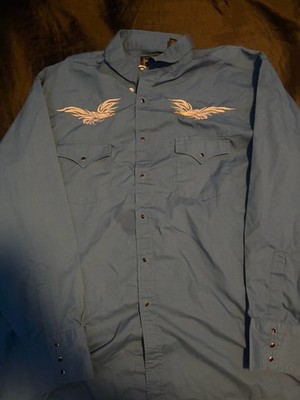 Men s High Noon Blue Eagle Graphic Long Sleeve T Shirt Size XL