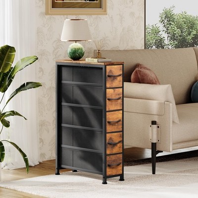 Narrow Dresser Storage Tower with 5 Drawers, Slim Dresser Chest of Drawers  wi... | eBay