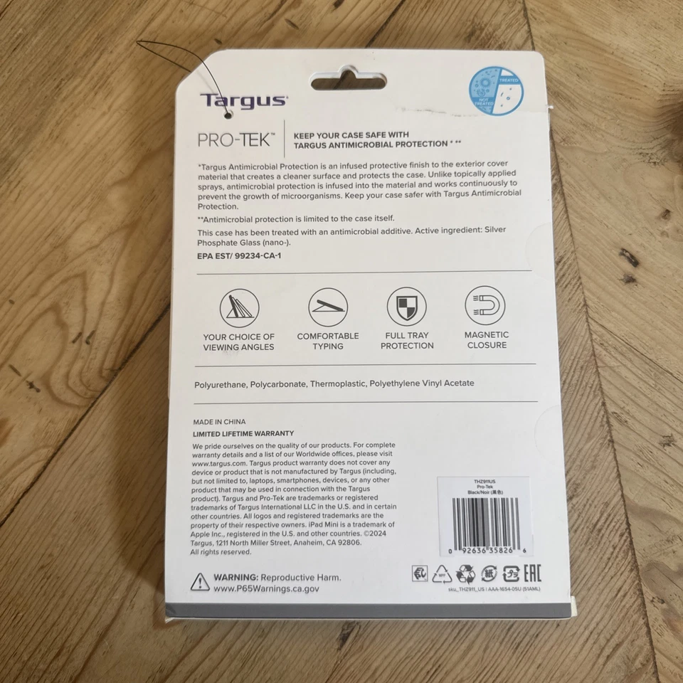 New Targus Pro-Tek For IPad Mini 6 Case Black THZ911US Antimicrobial Protection - Image 2 of 2
