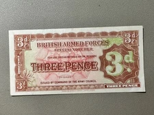 🇬🇧 WWII British Armed Forces Threepence (3d) Special Voucher Note