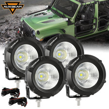 4pcs 100w Auxbeam Universal Round Led Pods Driving Ditchfoglights Combo White