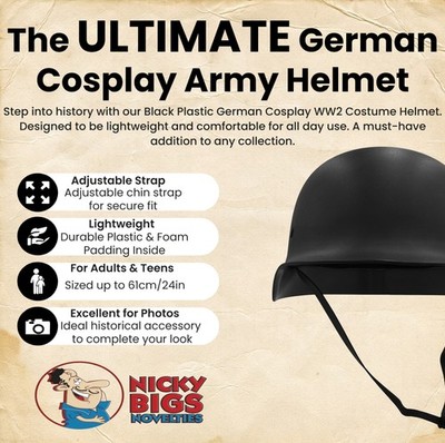 Adult WW2 German Army M35 M1935 Helmet Style Costume Plastic