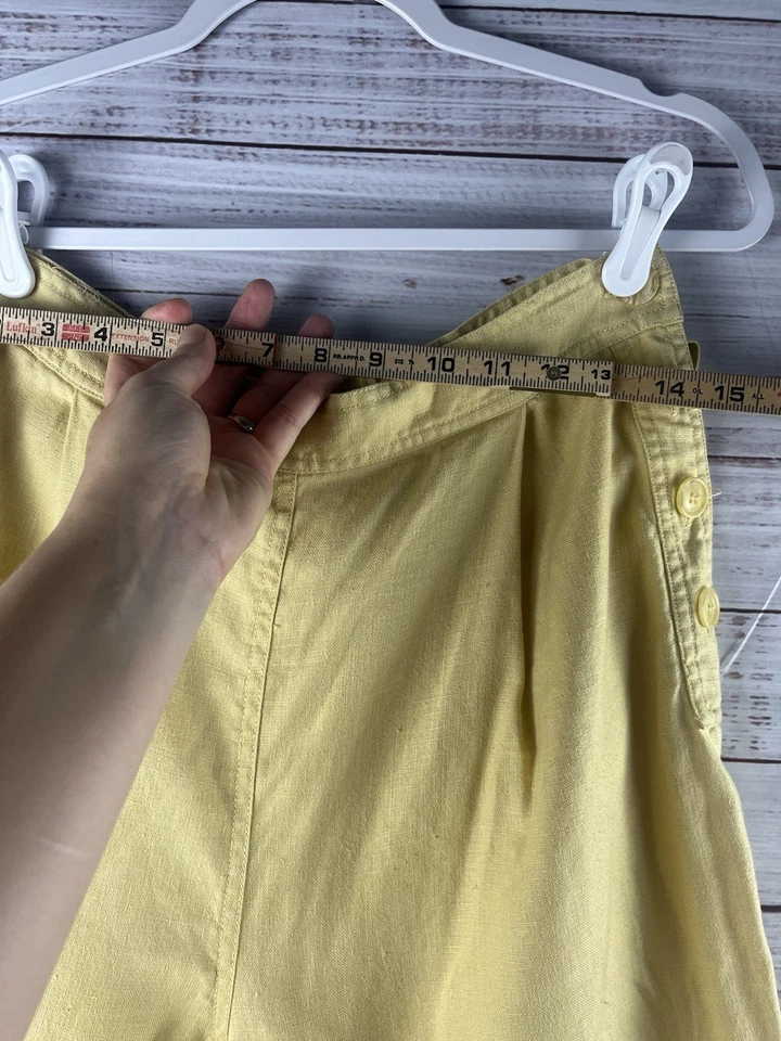 Bermuda feminina 100% linho tamanho G amarela por debra Deroo - Imagem 4 de 4