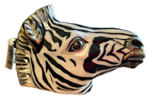 VTG 4” Slavic Treasures  ZEBRA Head Poland Hand Blown Ornament SAFARI AFRICA🦓