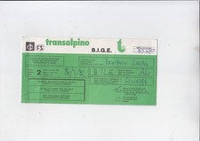 biglietto TRENO FS FERROVIE DELLO STATO BIGE TRANSALPINO 1960