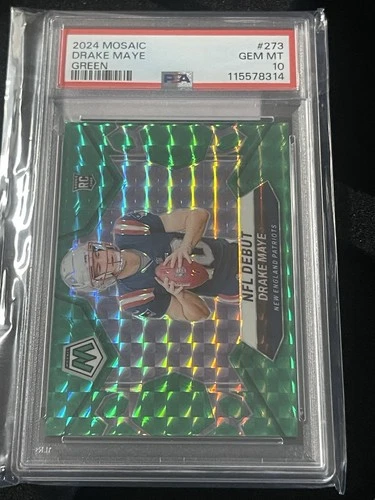 PSA 10 2024 Panini Mosaic NFL Debut Drake Maye Green Mosaic Rookie📈