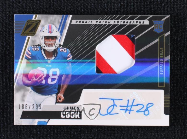 2022 Panini Zenith Rookie Patch Auto 186/299 James Cook #215 Patch Auto 1q7