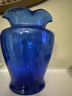 Vintage Blenko Cobalt Blue Glass Vase with Large Flare Top 8 1/4