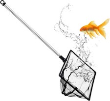 Aquarium Fish Net 6 Inch Fine Mesh Fish Tank W/ Extendable 9-24 inch Long Handle
