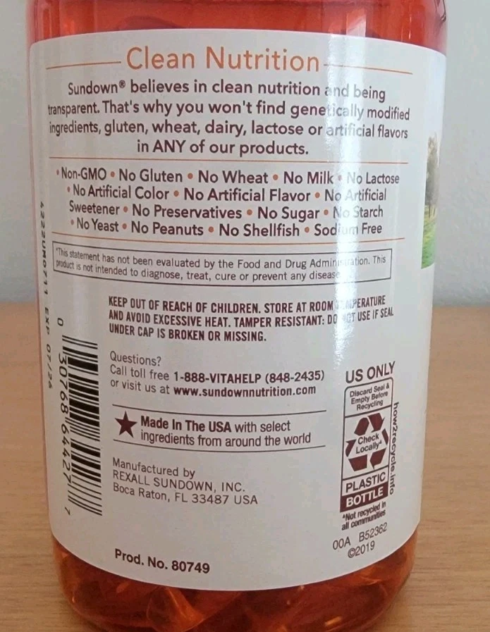 Sundown Omega 3-6-9 Fish & Borage Oils 200 Softgels Heart & Circulatory EXP 7/26 - Image 3 of 4