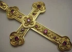 Pectoral Cross for Bishops and Priests -  Gold plated over brass - 366Red