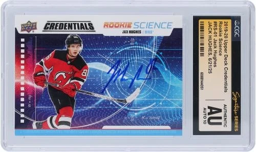 Tarjeta de novato autografiada Jack Hughes Devils hockey losa artículo #14362342 certificado de autenticidad Foto 3 de 4