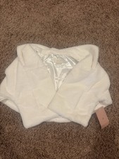 BHLDN Anthropologie White Faux Fur Wrap Small