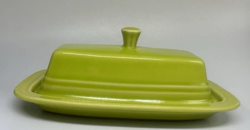 Vintage Fiesta Chartreuse Covered Butter Dish Homer Laughlin Co. USA