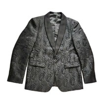 COOFANDY Men  s Paisley Tuxedo Blazer Jacket Black Lapel Size Small Prom Formal