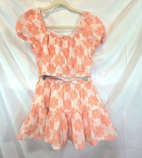 Happily Grey Kids Girls 2pc Coquette Set Puff Short Sleeve Flare Skirt Size M