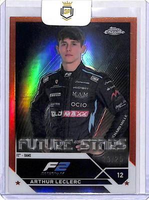 2023 Topps Chrome Formula 1 Arthur Leclerc Orange Refractor 23/25 #85