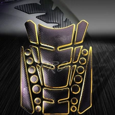 3D 24-Piece Custom Fuel/Gas Tank Pad Protector Decal/Sticker Black+Chromed Gold