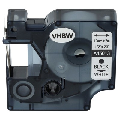 Schriftband für Dymo LabelManager 420P 400 450 360D 350D Schwarz/Weiß 12mm 7m