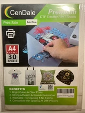 DTF Transfer Film - A4(8.3" x 11.7") 30 Sheets Double-Sided Matte Clear PreTr...