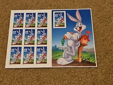 Bugs Bunny 1997 Looney Tunes Ten Self Adhesive Stamps -USPS