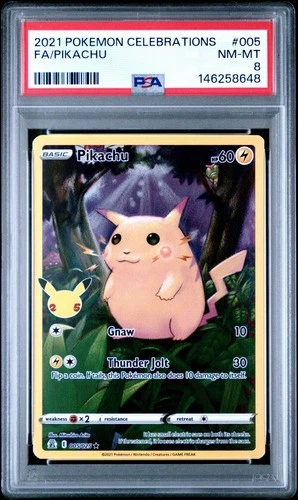 PSA 8 - PIKACHU 2021 POKEMON CELEBRATIONS FA 005/025 FULL ART Red