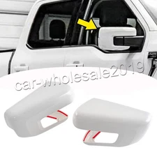 White Left + Right Side Mirror Cover Cap Overlay For 2021-2024 Ford F150 F-150