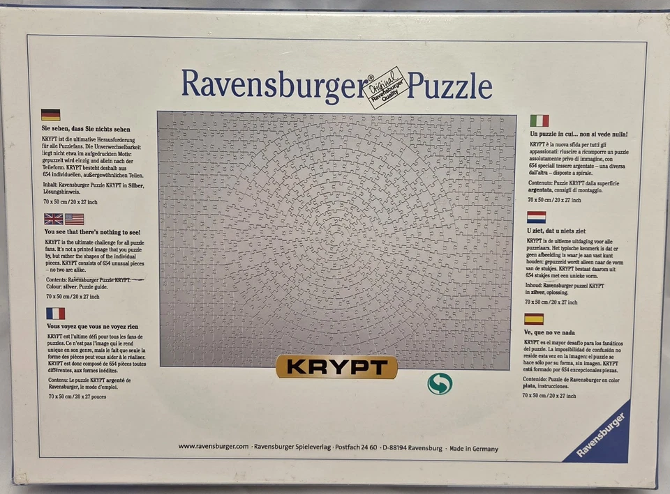 "Rompecabezas RAVENSBURGER Silver KRYPT Ultimate Challenge 20 x 27"" 654 piezas" Foto 2 de 2