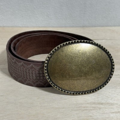 Free People Duke Concho Belt Brown Brass Oval Buckle Leather  display picture 2