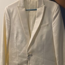 J. Ferrar Super Slim Fit Ivory Camo One Button Long Jacket Size 40 LNG