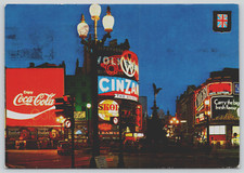 Vintage Postcard Piccadilly Circus and Statue of Eros by Night London Uk 1978