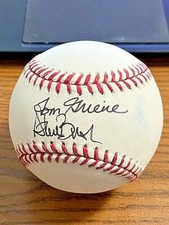 STEVE BUSBY & TOM GRIEVE 4 SIGNED AUTOGRAPHED OML BASEBALL! Rangers broadcasters
